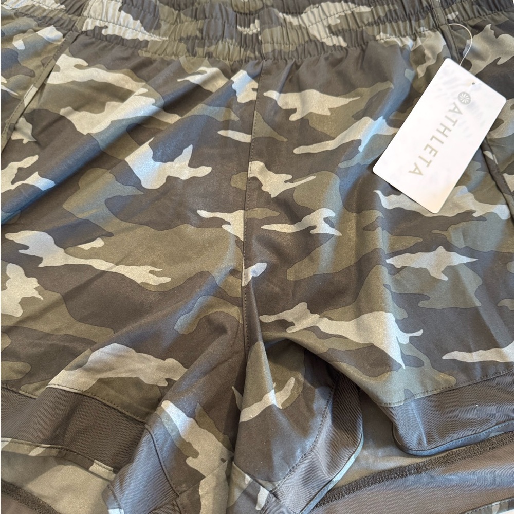 Athleta Gray Camo Racer Shorts